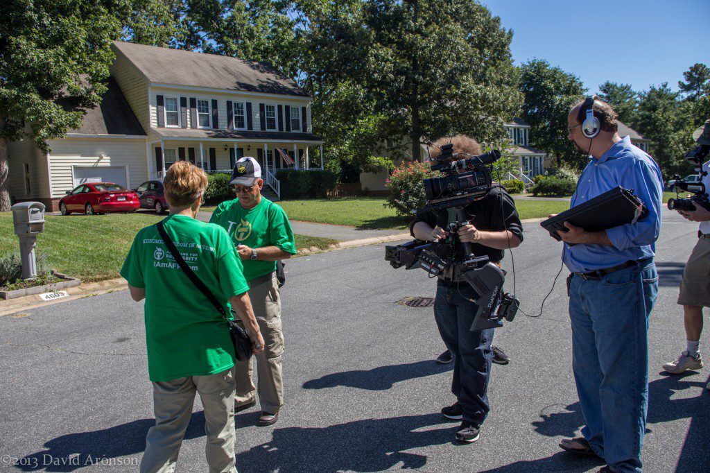 In a pinch, a director can plug directly into the camera on the Steadicam to monitor audio.  It's not the preferred method, though, as it can contribute to instability in the shot and greatly limits the movement of the Steadicam operator.   