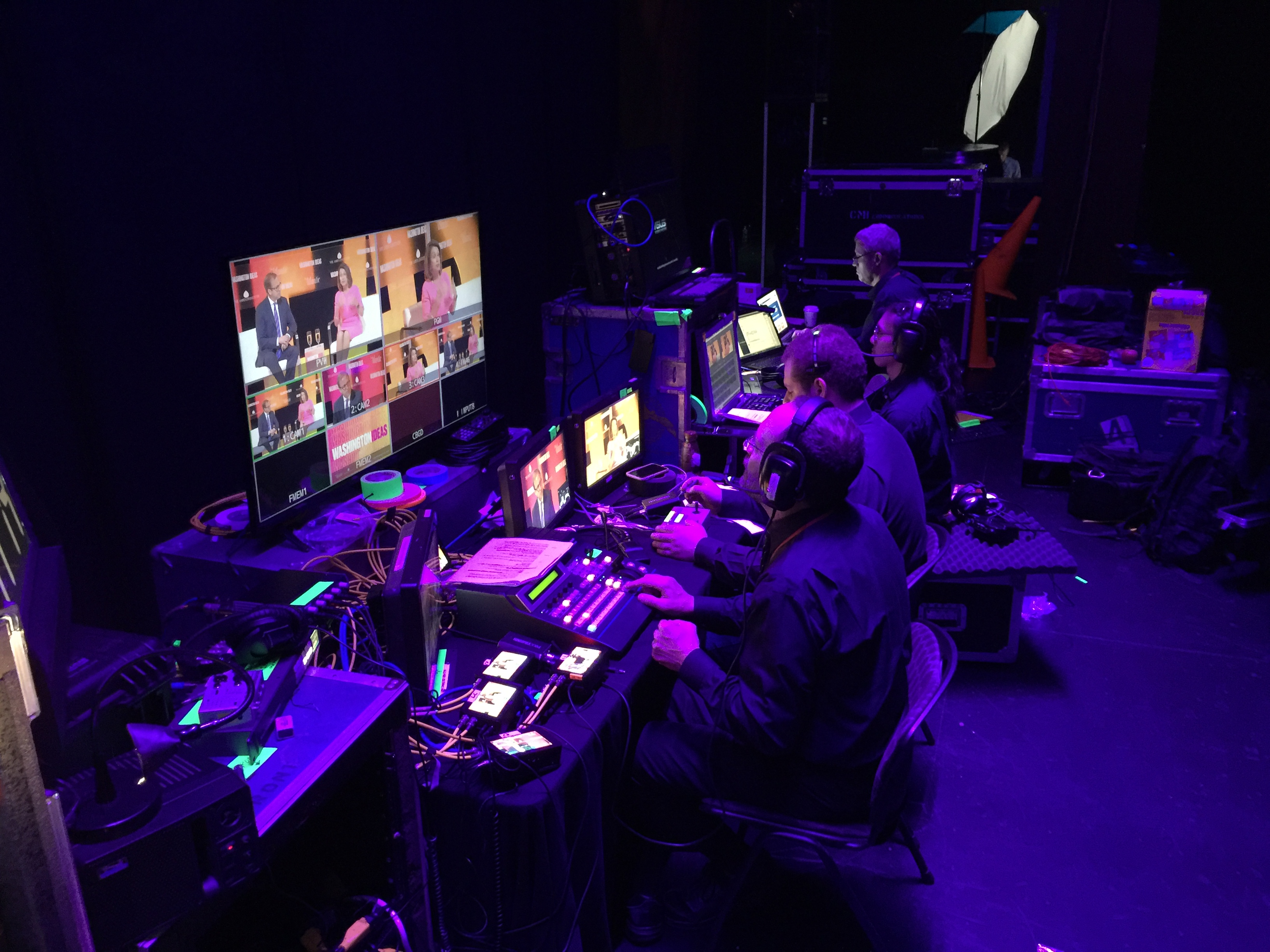 Astrocasters video team running a live stream backstage at the Washington Ideas Forum (aka the Atlantic Festival).